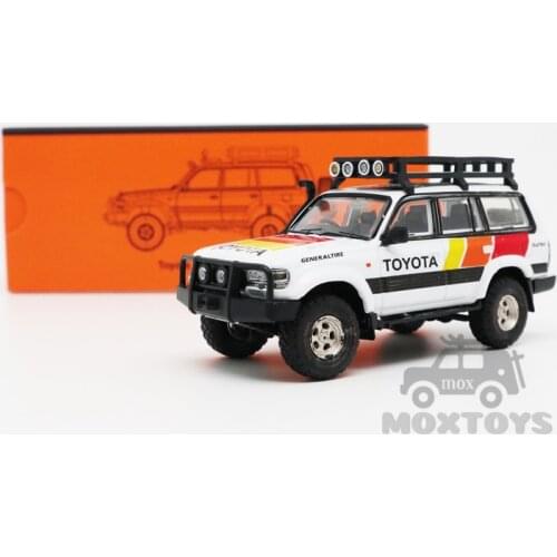 GCD 1:64 Toyota Land Cruiser LC80 w/RoofRack RHD White Diecast Model Car