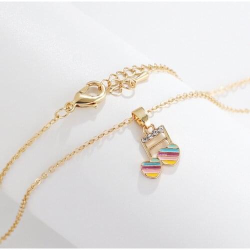 Gojomem New Style Environmental Protection Alloy with Oil Drop Cute Music Notes Pendant Earrings and Necklace Sets for Children