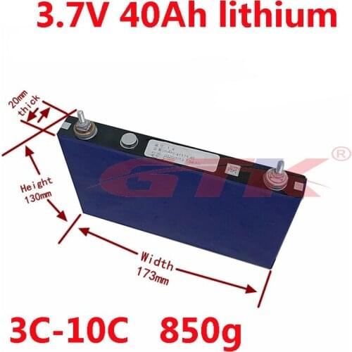 GTK Rechargeable battery 3.7V 40AH 10C pulse polymer lithium li ion battery for solar backup power supply solar cell DIY 12V 24V