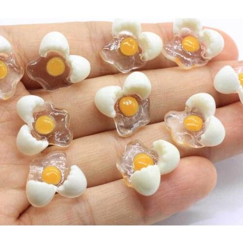 10Pcs SImulation Fried Egg Flatback Resin Cabochon Mini Fake Food Scrapbooking Phone Deco DIY Fridge Magnet accessories
