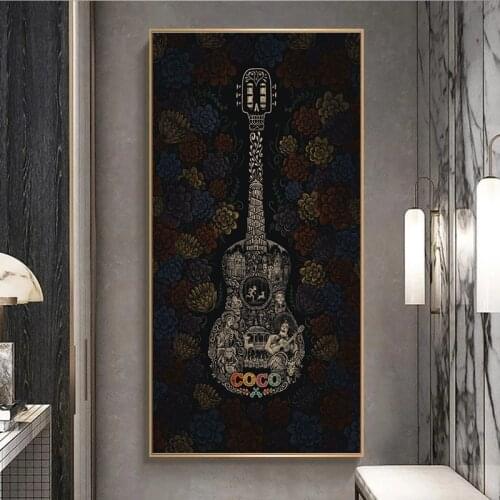 Exquisite Retro Art Guitar Decoration Poster Home Bedroom Wall Decoration Picture Canvas Painting Room Decor Aesthetic