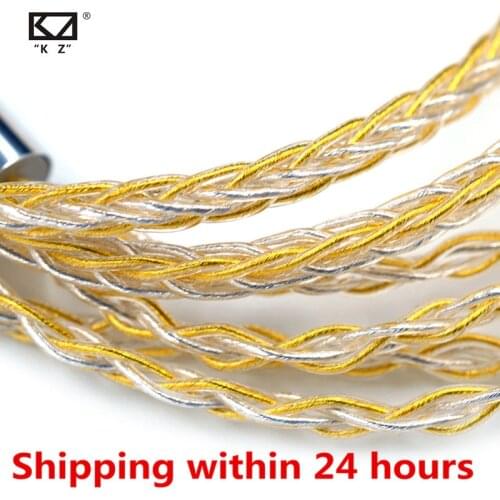 KZ Earphones cable 8 Core Gold Silver Mixed plated Upgrade cable Headphone wire for V90 V80 C10 ZST T2 ZST ZSX ZS10 PRO ZSN ES4