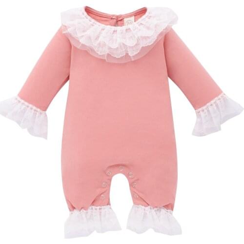 Ma&Baby 0-12M Newborn Infant Baby Girls Romper Lace Ruffles Jumpsuit Autumn Spring Clothing Costume DD88