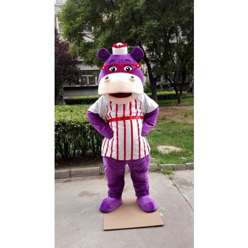 Purple Hippo Mascot Costume Suit Cosplay Party Game Fancy Dress Outfit Halloween Adults Parade Advertising Carnival Character