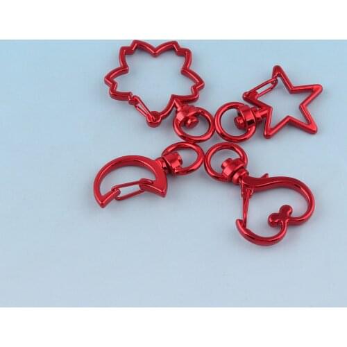Red Swivel Clasp Star Shape Lanyard Clips Heart Shape Key Chains Metal Snap Hook Purse Strap Buckles