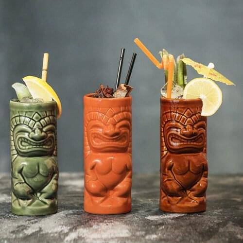 Mackay Statue Tiki Cup 350Ml Ceramic Creative Face Cocktail Hawaii Wine Glass Bar Bartender Tool Funny Sand Ice Cold Drink Cup