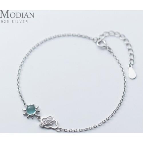 Modian Exquisite Luxury Cloud Crystal Sun Bracelets Fashion Charm 925 Sterling Silver Bracelet For Women Jewelry Festival Gift