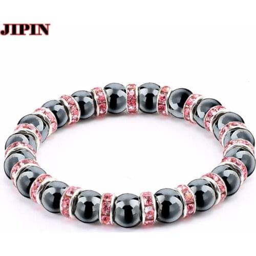 Fashion Colorful Rhinestone Hematite Stone Natural Beaded Jewery & Hip Hop Beads Blance Bracelets Jewelry For Men Women Gift