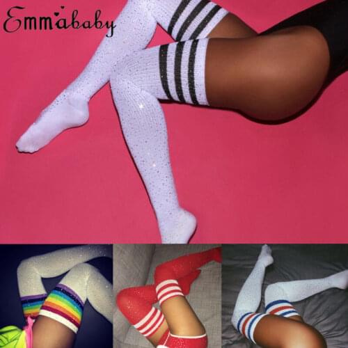 Fashion Women Stockings Sexy Lingerie Bling Glitter Spring Over knee Long Tights Boot Warm Thigh High Stockings Fashion