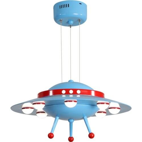 Cartoon flying saucer LED pendant lights childrens bedroom modern lamps living room dining spacecraft hanging lights fixtures