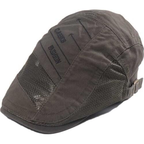 2021 New Men Mesh Berets Visor Hats Embroidery Summer Fashion Vintage Flat Caps Casual Cotton Adjustable Sun Hat Beret for Mens