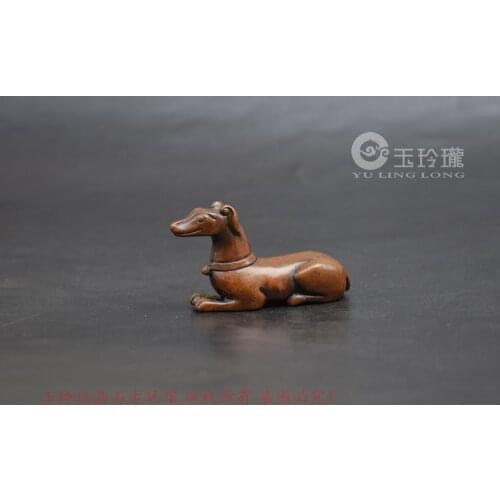 Wangcai dog red copper fine micro - carving process, tea pet small decorations