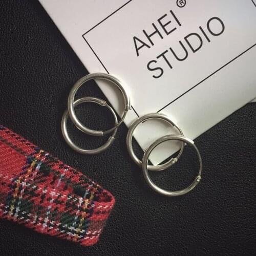 Stainless Punk Jewelry Circle Earrings Lovers Geometry Round Ear Ring Earrings For Women Female Hip Hop Hoop Earrings