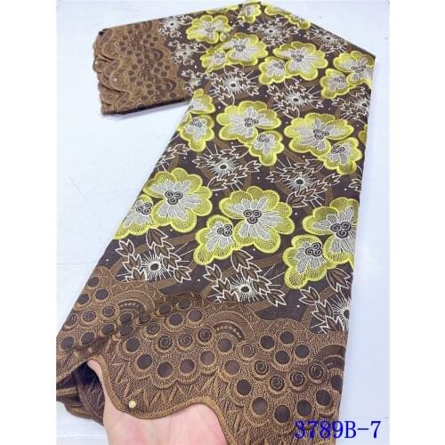 NIAI African Cotton Lace Fabric With Stones Embroidery 2020 High Quality Lace Nigerian Lace Fabrics For Wedding Dress XY3297B-1