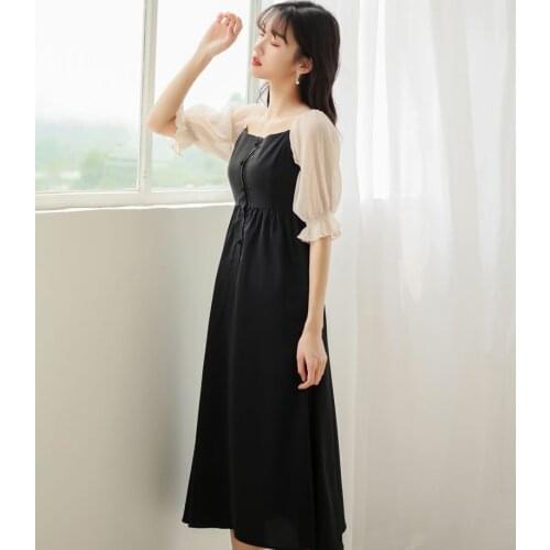 2019 new fashion womens dresses Summer French Vintage Campanula High Waist Strapless Dress