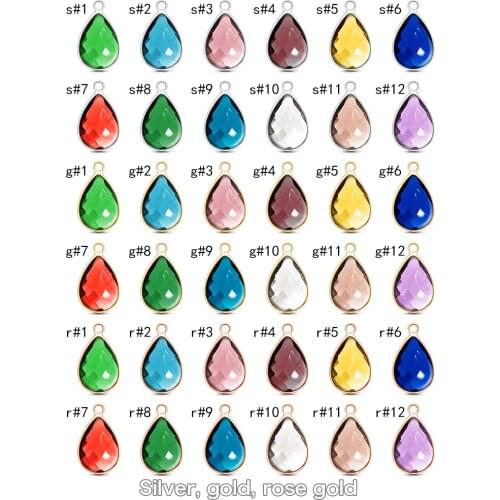 MYLONGINGCHARM 12pcs/lot Birthstone Charm, Teardrop Birthstone, Large Birthstone Charm, Glass Charm, Faceted Charm, diy jewelry