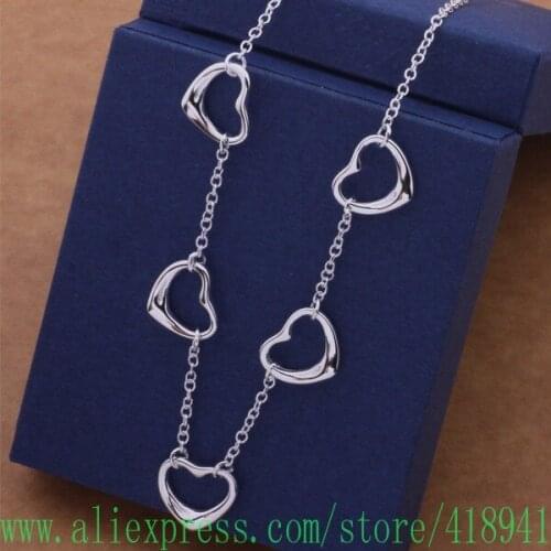 Silver Plated Necklace, Silver Plated fashion jewelry Irregular five heart /eraaniha bscakjja AN553