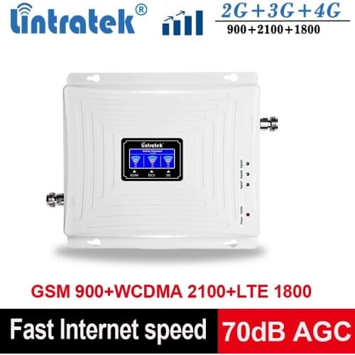 Lintratek Signal Repeater GSM 2G 3G 4G Tri Band Signal Booster 900 1800 2100 Ampli GSM 900 Repeater 4G 1800 Booster 3G 2100MHz