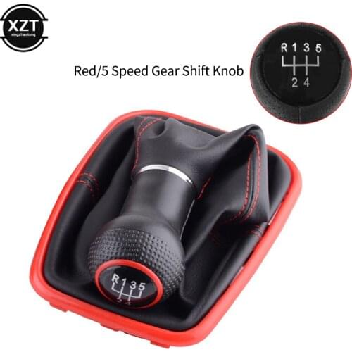 Car Gear Shift Knob 5 Speed PU Leather Shifter Stick With Dustproof Cover Shifter Lever For VW Golf R32 Bora MK4 Jetta