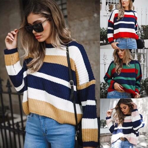 S-XL womens coats o neck long sleeve cardigan sweater women casual leisure striped sweater sweaters