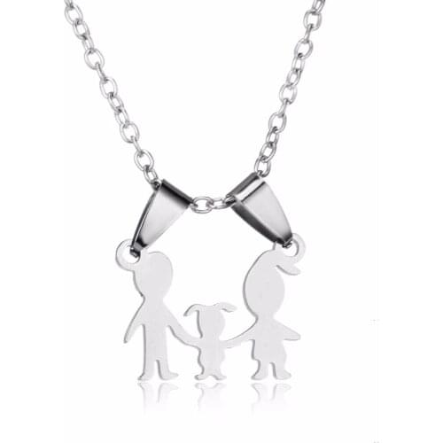Family Mothers Father Daughter Necklaces Gifts Stainless Steel Pendant Parents And Girls Necklaces For Children Mom Dad Jewelry