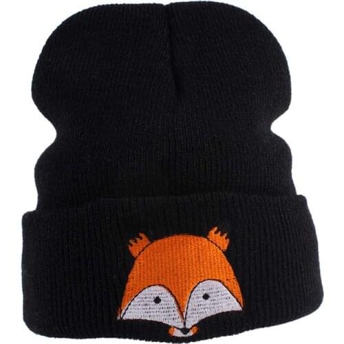 Knitted Winter Hats For Kids Cute Cartoon Fox Printed Soft Warm Caps Beanies Girls Boys Unisex Childrens Hat Bonnet Gift