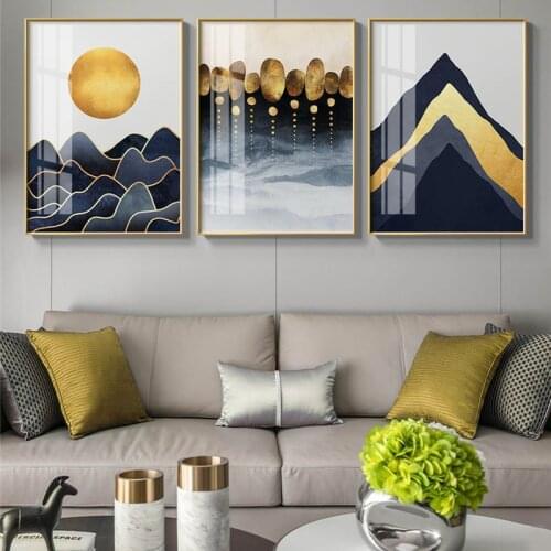 Nordic Abstract Canvas Painting Luxury Golden Picture Home Decor Wall Art Minimalist Posters and Prints for Living Room Painting