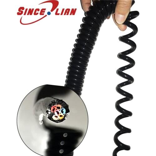 Spiral Cable Spring Power Cord Telescopic 0.5 Square 6core Black Power Cord Line Length Extensible Wire