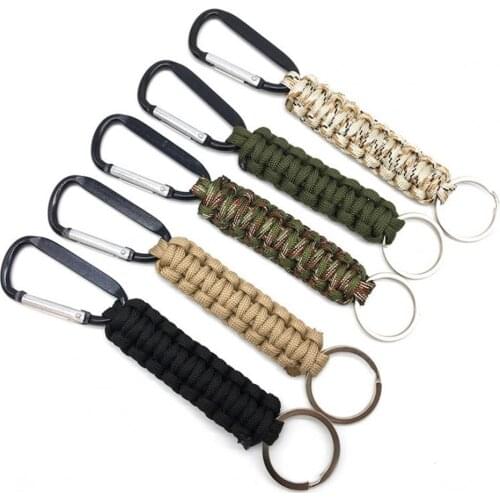 Woven Lanyard Bracelet Outdoor Climbing Survival Hand Rope Carabiner Keychain Climbing Survival Hand Rope Carabiner Keychain