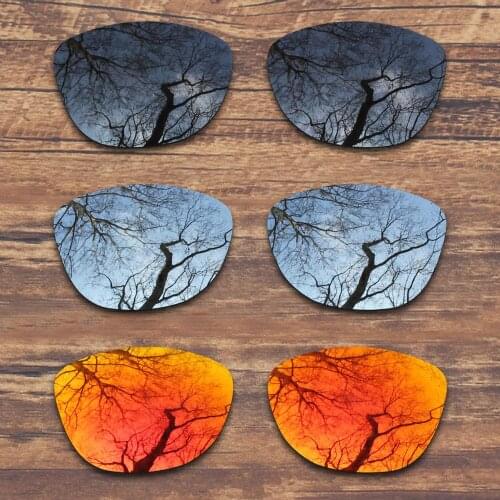 ToughAsNails 3 Pairs Black.Silver.Fire Red Polarized Replacement Lenses for Oakley Frogskins OO9013 Sunglasses