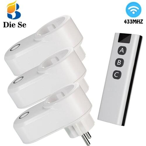 DIESE Smart Socket With Remote Control and 433mhz Transmitter 220V 15A Programmable Electrical Outlet Switch for LED/Lighting