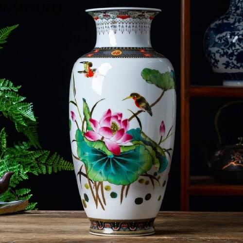 Chinese Style Jingdezhen Vintage Ceramic Vase Home Decor Living Room Decoration Porch Store Ornament Birthday Present Crafts