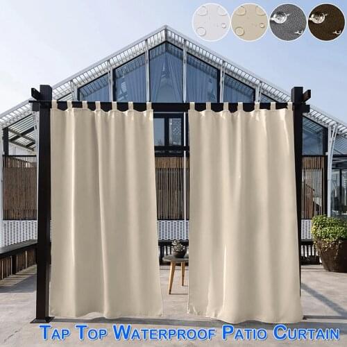 Waterproof Pergola Curtains Thermal Insulated Patio Outdoor Curtain Tap Top Window Drapes For Garden Lawn Yard Porch Cabin Decor