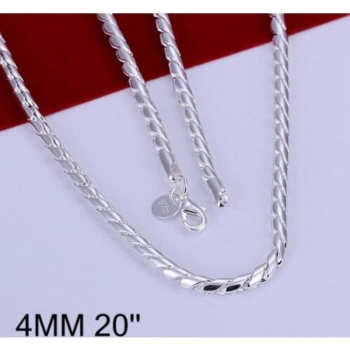KN-N012 Wholesale Silver Plated Necklace For Ladies Mans Factory Price 925 Free Shipping Fashion Jewelry Twisted Necklace