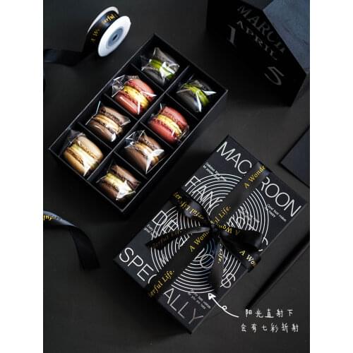 Laser English Macarons Hard Box High-end 8 capsules Macarons Gift Packaging Box Macaron Cake Boxes Drawer Birthday Party 5pcs