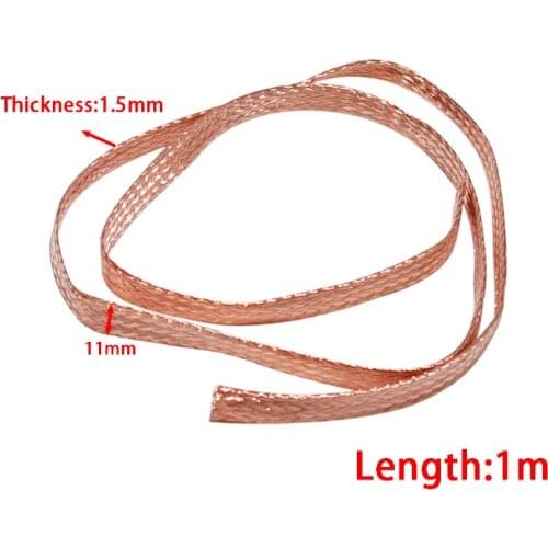 1m 11mm Flat Pure Copper Braid High Flexibility Cable Bare Copper Braid Lead Wire Ground Lead Wire