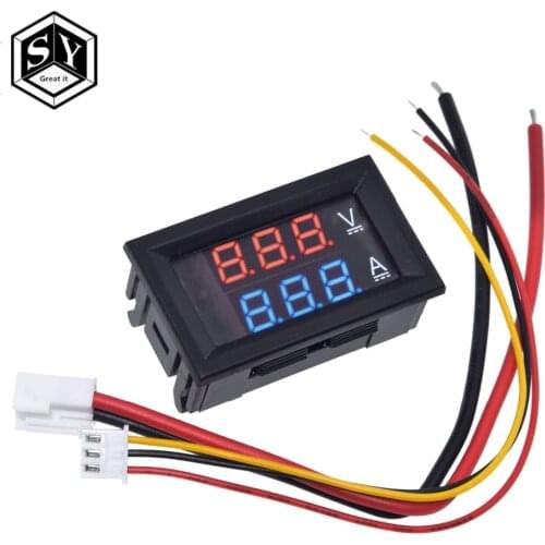 1PCS DC 0-100V 10A Digital Voltmeter Ammeter Dual Display Voltage Detector Current Meter Panel Amp Volt Gauge 0.28" Red Blue LED