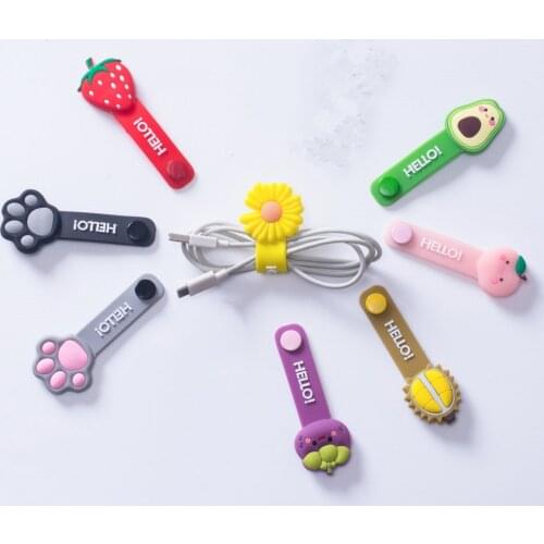 1pc Cute Fruit Flower Cable Winder Cable Organizer Earphone Mouse Cord Clip Protector Usb Cable Management Wire Cord Fixer