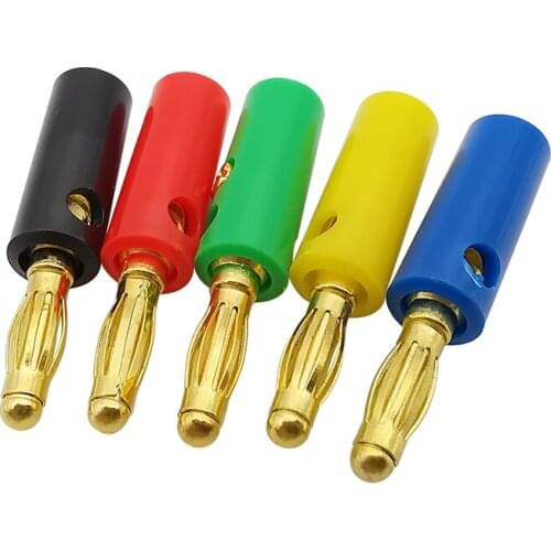 10/5pcs Gold Plated 4mm Banana Plug Audio Speaker Screw Banana Male Plugs Adapter 4mm Banana Wire Cable Connector