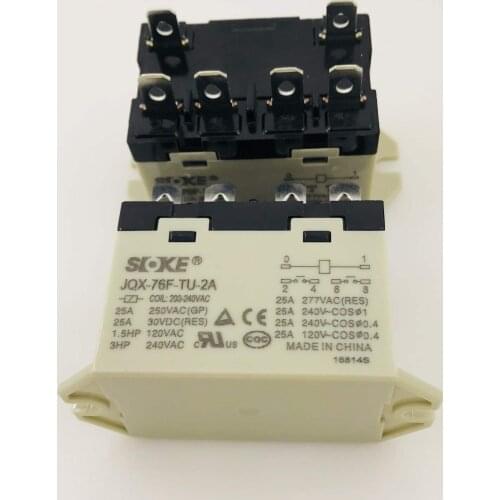100%Original New Relay JQX-76F-TU-2A 25A 250VAC JQX-76F-TU-2A 380-400VAC 380V-400V 220V JQX76FTU2A 6PIN