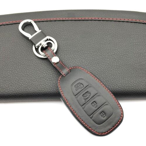2018 High Quality 100% Leather Car Key Case Cover Holder for Hyundai Azera GRANDEUR IG 2016 2017 4 Buttons Key Case Cover Shell
