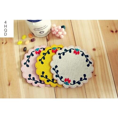 3pcs Creative DIY Table Placemats Dining Coaster Coffee Kitch Cup Mat Nonwoven Fabric Material Handmade Gift Decor Free Shipping