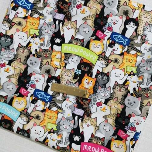 50x105cm Happy Cats World Printed Cotton Fabric Design 004 Fabric Patchwork for Cloth Dress Party Home Decor