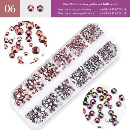 7 Colors/Set Nails Accesorios 3D Glitter Back Rhinestone Crystal Glass DIY Design Nails Decoration Nail Supplie For Professional