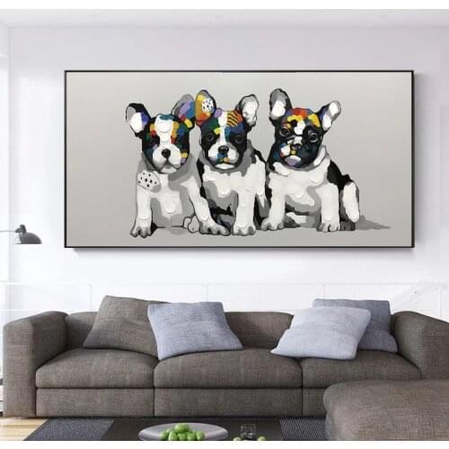 Abstract Modern Wall Hangings Pet Dogs Oil Painting Artwork Animal Paintings Picture Canvas Wall Art For Children Room Decor