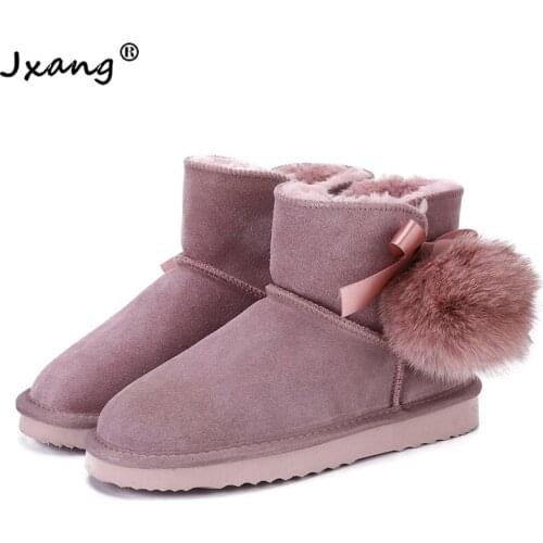 JXANG Australian ladies classic warm snow boots winter womens boots high quality leather ladies boots naked boots womens shoes
