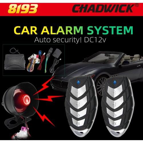 Car Alarm system Security alert Vehicle 12V Keyless Entry 2 Remote Control foot brake Silent Arm, Arming reminding CHADWICK 8193