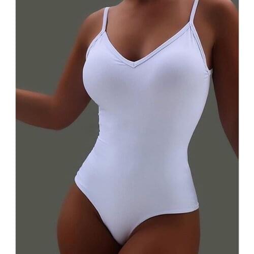 Bodysuits Women Stretch Slim Rompers V-neck Sexy Halter Backless Sleeveless Solid Color Spaghetti Strap plus size Jumpsuit Tops