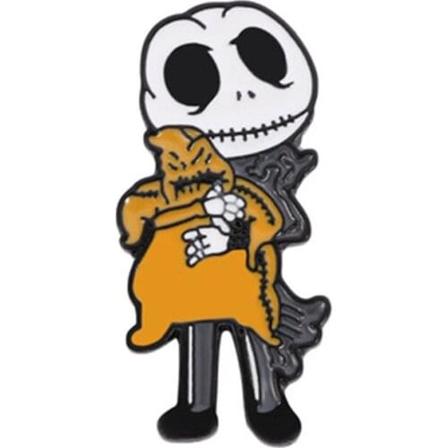 Cartoon Christmas Eve Halloween Skeleton Brooches Jewelry Movie Skulll Lapel Enamel Pins Accessories