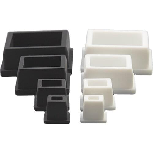 Black/White Square Silicone Rubber End Caps T Type Blanking Plugs Tube Box Section Insert Seal Stopper